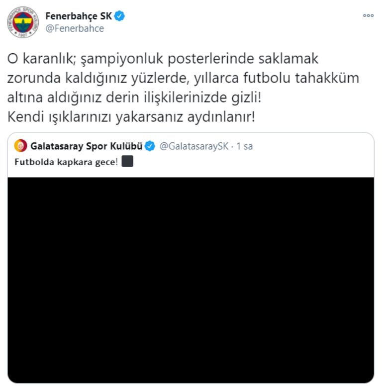 Galatasaray'ın dikkat çeken paylaşımına Fenerbahçe'den yanıt!