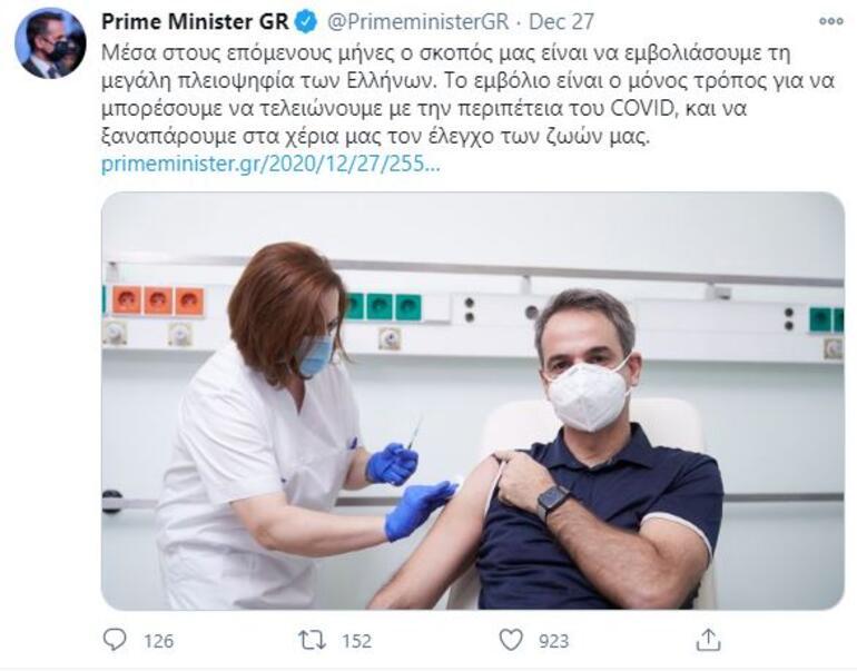 Yunan Başbakan Miçotakis'e koronavirüs aşısı tepkisi!