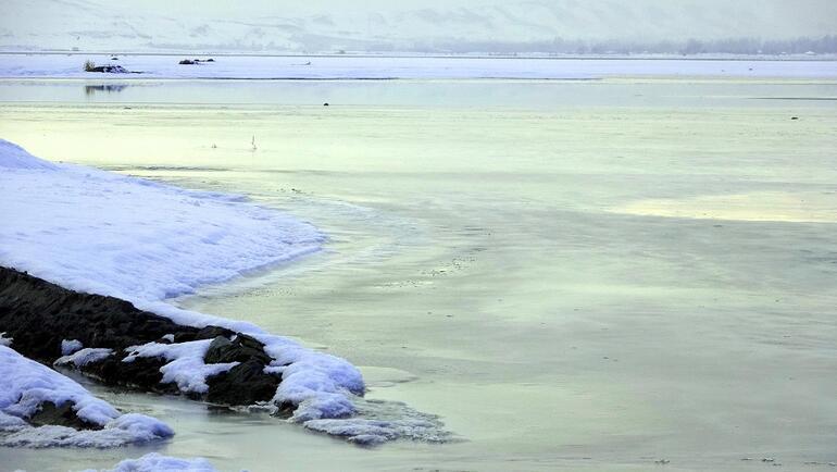 Van Gölü kıyıları kısmen dondu