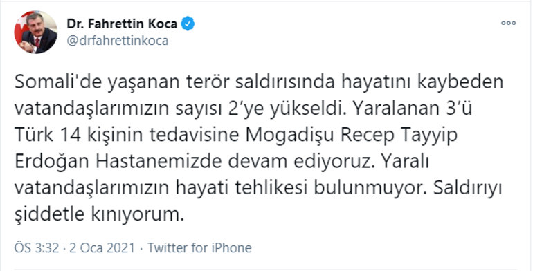 Somalide, Türk firmasının şantiyesine intihar saldırısı: Can kaybı ikiye yükseldi