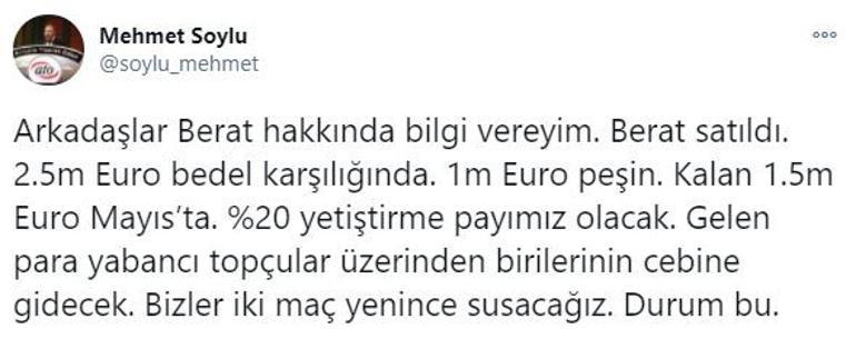 Trabzonspor ve Beşiktaşın istediği Berat Özdemirin transferini açıkladı