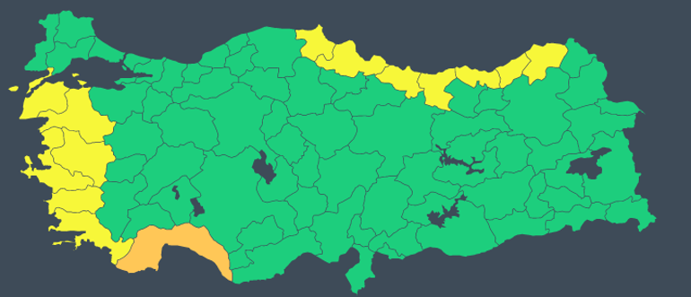 Meteorolojiden çok sayıda ile uyarı Sarı ve turuncu alarm verildi