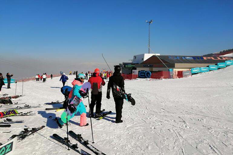 Yaşadıkları ilde kar olmadığı için Erzurum’a kayak yapmaya geldiler