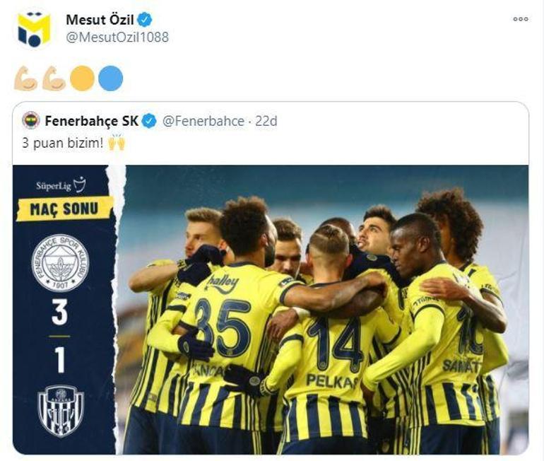 Fenerbahçe'nin Ankaragücü maçı sonrası Mesut Özil'den galibiyet paylaşımı!