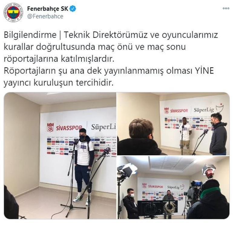 Fenerbahçe ile yayıncı kuruluş arasındaki gerginlik Sivas'ta da devam etti! Yina yayınlanmadı...