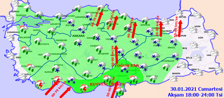 Meteoroloji tüm yurdu uyardı Artvin hariç her yerde yağış var: Yoğun kar, sağanak, fırtına