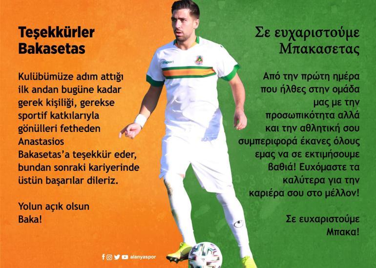 Alanyaspor, Anastasios Bakasetas'a veda etti! Trabzonspor'a transfer...