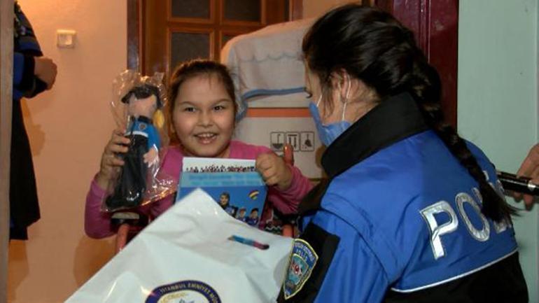 Polis ekiplerinden evde eğitim gören engelli çocuklara ziyaret