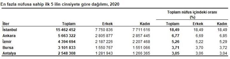 Son dakika... İşte Türkiye'nin 2020 yılı nüfusu