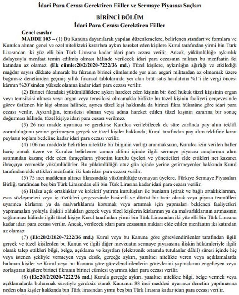 SPK'nın şartlarını yerine getirmiyorlar! Tek-Art İnşaat hissesinde patronlara ceza kesildi