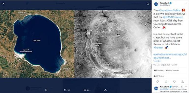 NASAdan Salda Gölü paylaşımı Marsa dair fikir verecek başlığıyla duyurdu