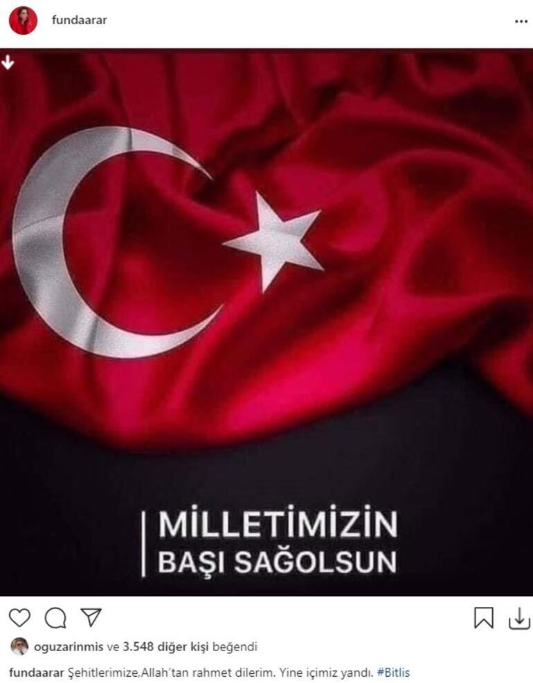 Şehit haberleri tüm Türkiye'yi yasa boğdu... Ünlü isimlerden Bitlis paylaşımları