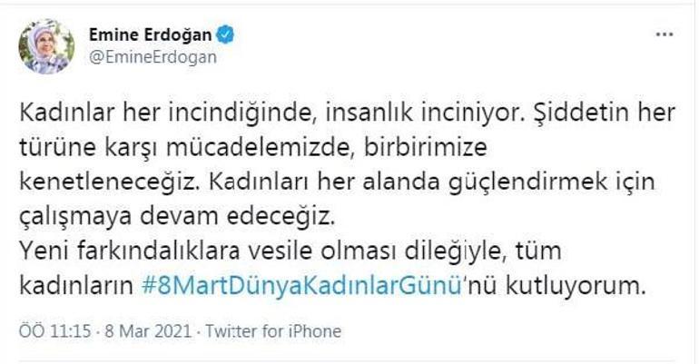 Emine Erdoğandan Dünya Kadınlar Günü mesajı