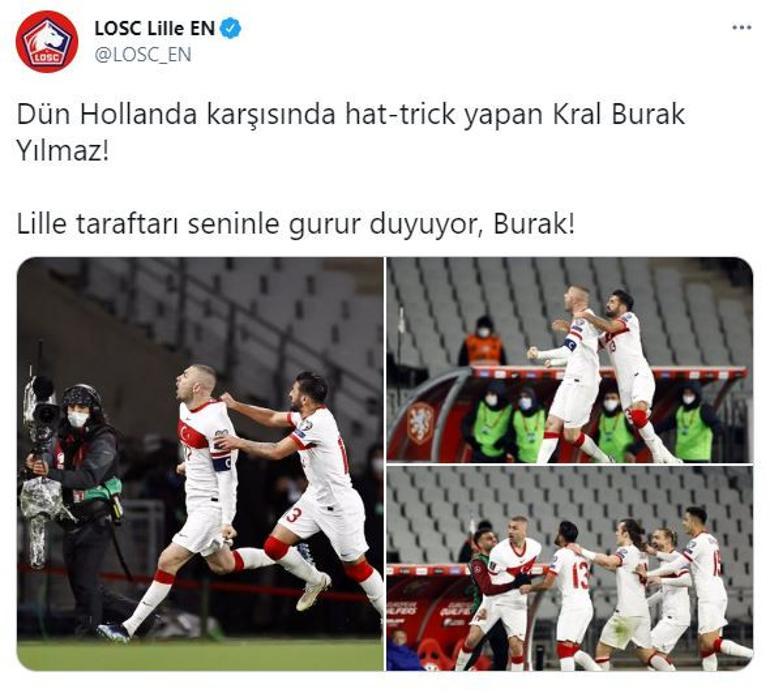 Hollanda maçındaki hat-trick sonrası Lille'den Burak Yılmaz paylaşımı!