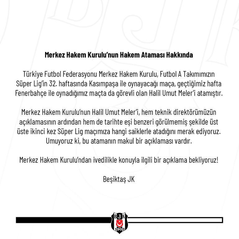 Son Dakika | Beşiktaş'tan MHK atamaları hakkında flaş açıklama!