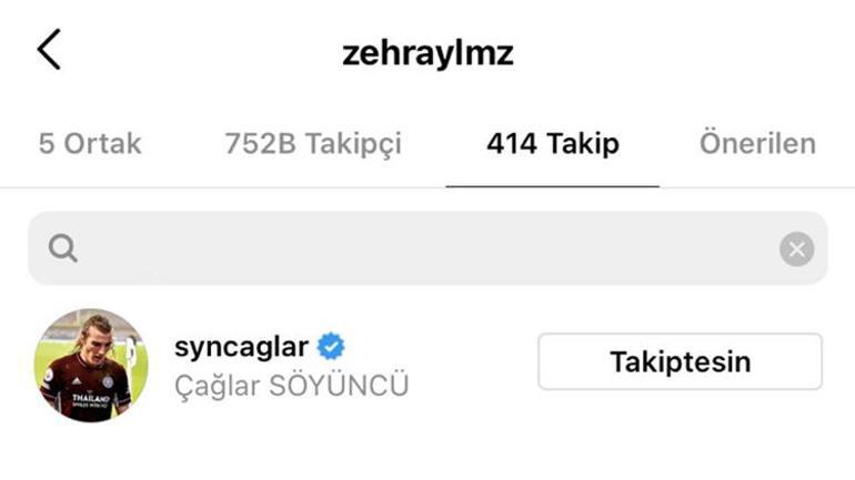 Çağlar Söyüncü'den kafa karıştıran hamle! Zehra Yılmaz ile takipleştiler...