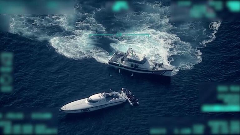 İHA ile saniye saniye görüntülendi: Yunan gemisine Türk Sahil Güvenlik’ten müdahale