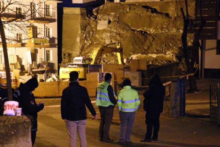 Ankarada inşaat kazısında temeli kayan apartmanda yıkım başladı