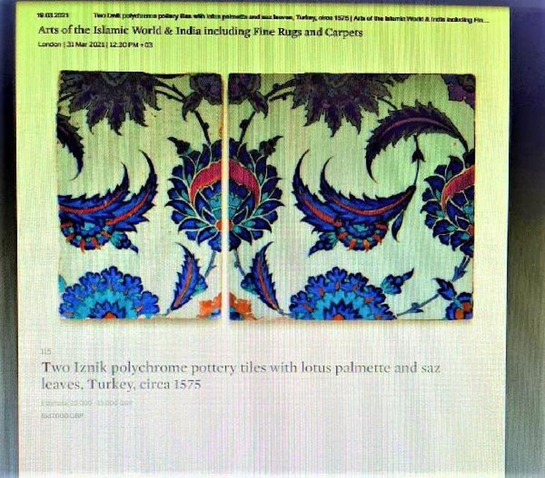 500 yıllık çinilerden ikisi müzayede kataloğunda tespit edilince Türkiye harekete geçti Sessiz sedasız operasyon...