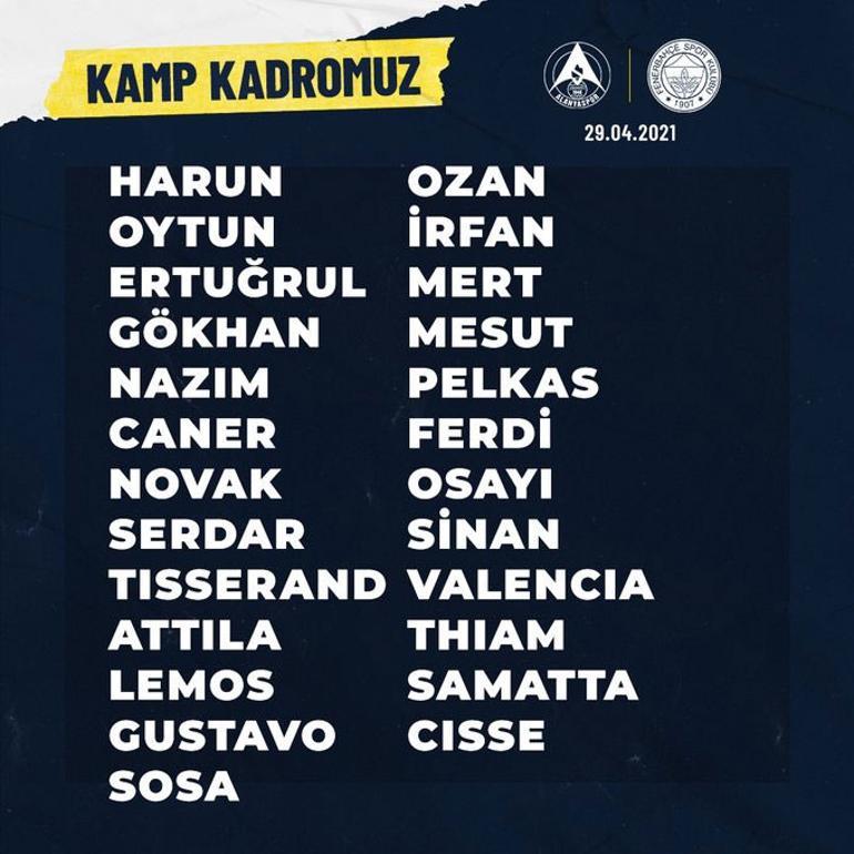 Son Dakika: Fenerbahçe'de Mesut Özil Alanyaspor maçı kadrosuna dahil edildi