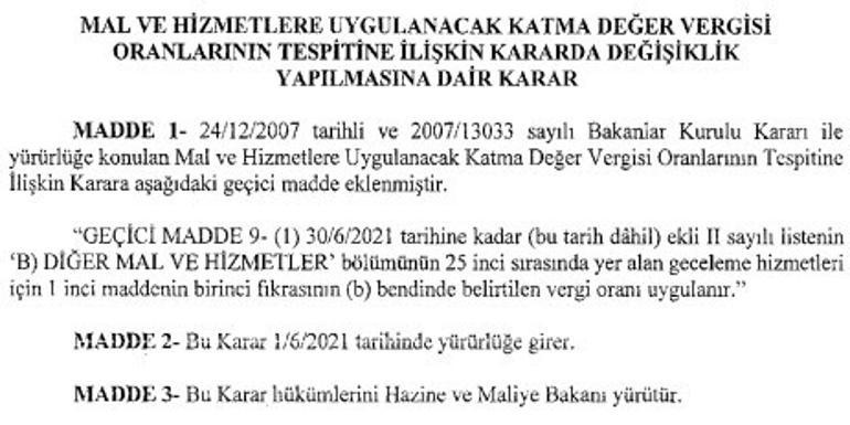 geceleme hizmetinde kdv orani yuzde 1 olarak devam edecek son dakika ekonomi haberleri