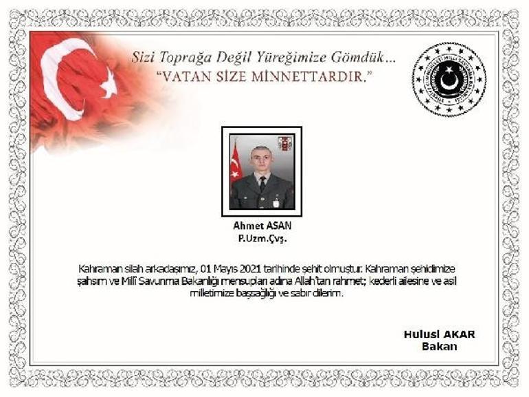 MSB acı haberi duyurdu: Pen&ccedil;e- Yıldırım Harekatında bir asker şehit oldu