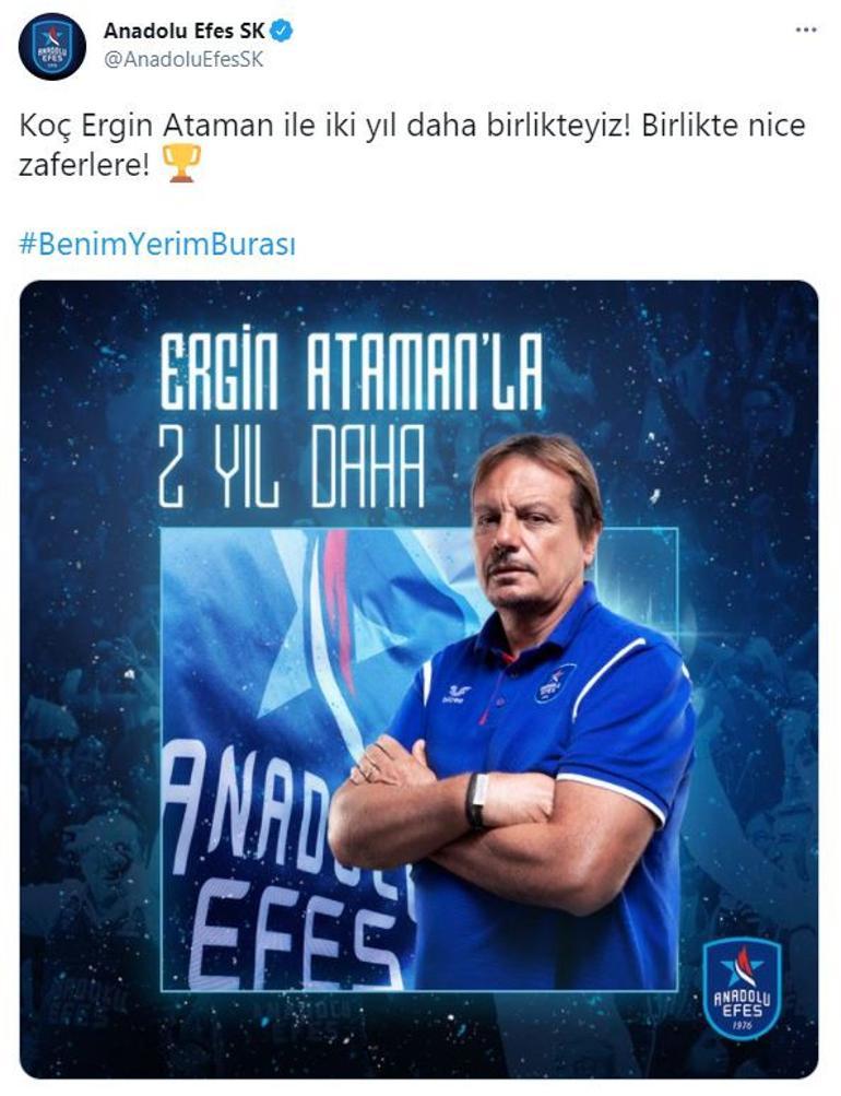 Son dakika: Ergin Ataman iki yıl daha Anadolu Efes'te!