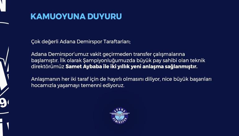 Adana Demirspor'dan Samet Aybaba kararı! 2 yıllık...