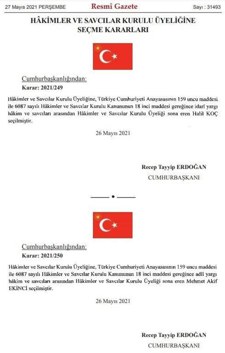 Son dakika haberi: HSK kararnamesi Resmi Gazetede yayımlandı Dört üye atadı