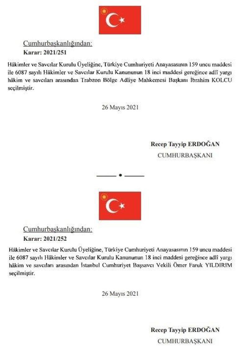 Son dakika haberi: HSK kararnamesi Resmi Gazetede yayımlandı Dört üye atadı