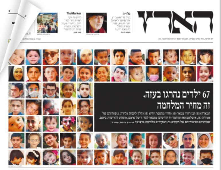 İsrail gazetesinden 'öldürülen Filistinli çocuklar' manşeti