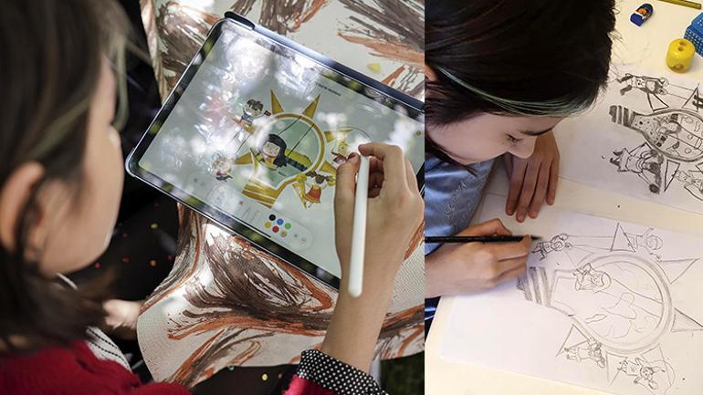 Simay Özen, AK Partinin 23 Nisan logosunu Erdoğana hediye etti