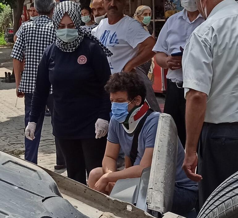 Son dakika haberler: Ünlü oyuncu İlker Aksumun aracı Adanada takla attı Esnaf yardıma koştu