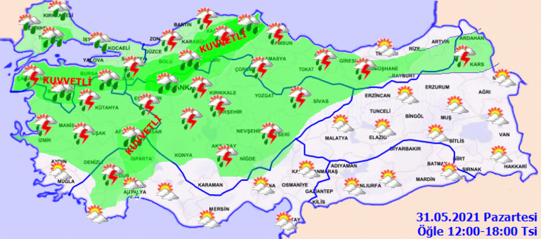 son dakika meteoroloji den cok sayida kente hava durumu uyarisi saganak ve gok gurultulu saganak geliyor