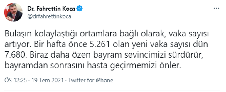 Son dakika: Sağlık Bakanı Fahrettin Kocadan koronavirüs açıklaması: Vaka sayısı artıyor deyip uyardı