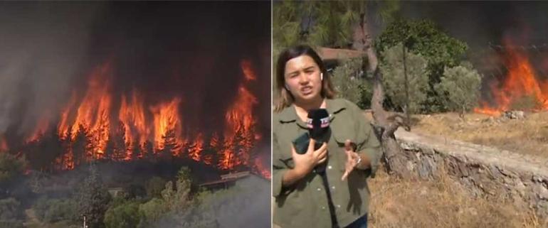 Marmariste felaket devam ediyor Muhabirin zor anları: Yangının tam ortasındayız, evler yanıyor
