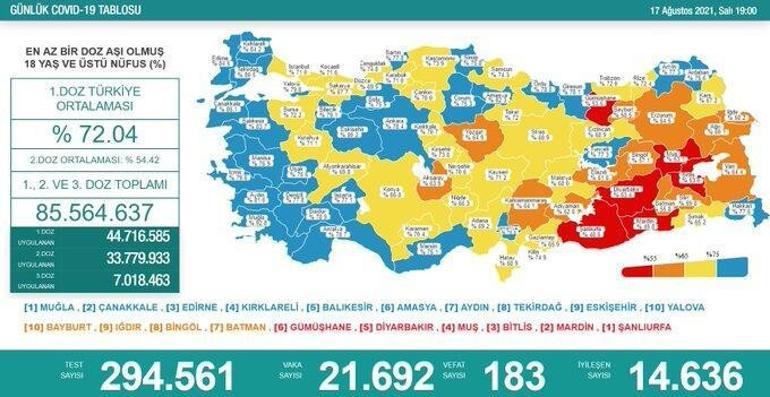 Son dakika haberi: 18 Ağustos corona virüsü tablosu ve vaka sayısı Sağlık Bakanlığı tarafından açıklandı