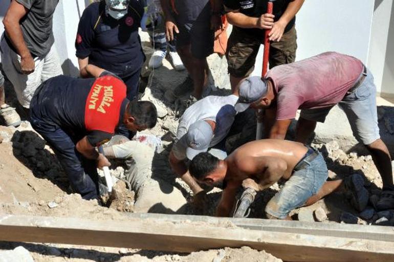 Muğlada istinat duvarı çöktü elektrik teknisyeni yaralandı