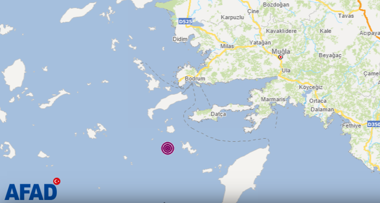  Datça açıklarında 4.2 büyüklüğünde deprem