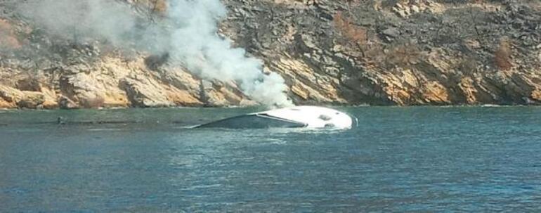 Bodrum açıklarında tekne yandı 5 kişi kurtarıldı
