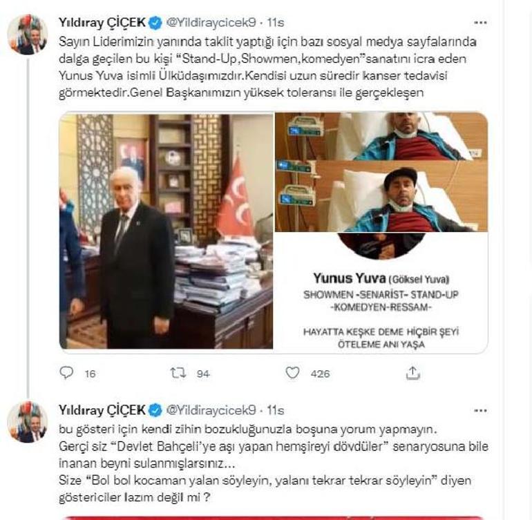 Bahçeli izin verdi, kanser hastası stand-upçı taklidini yaptı