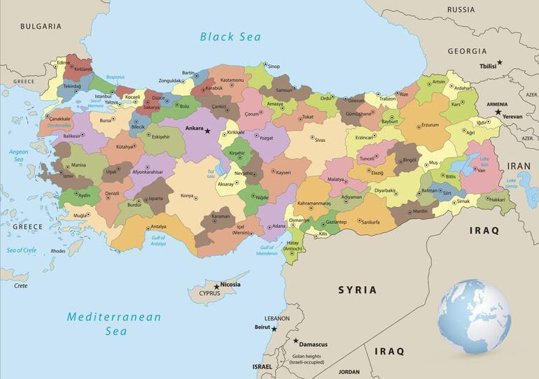 turkiye haritasi siyasi sehirler iller bolgeler goller ve komsulari isimleri ile listesi buyuk renkli