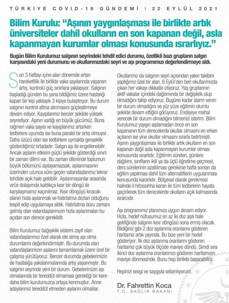 Son dakika haberi: Bilim Kurulu sonrası kritik açıklama... Bakan Koca salgının seyrindeki yeni duruma işaret ederek çağrı yaptı
