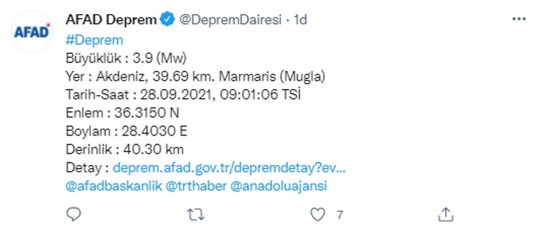 Son dakika: Muğlanın Marmaris ilçesi açıklarında deprem