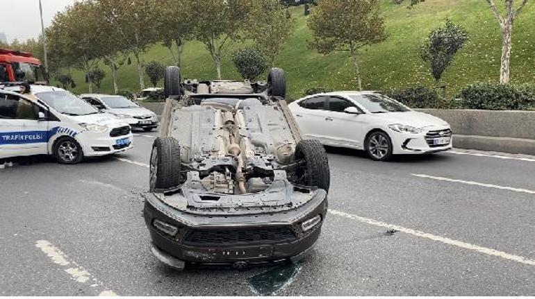 Esenlerde otomobille takla attı, sağlık ekipleriyle tartıştı