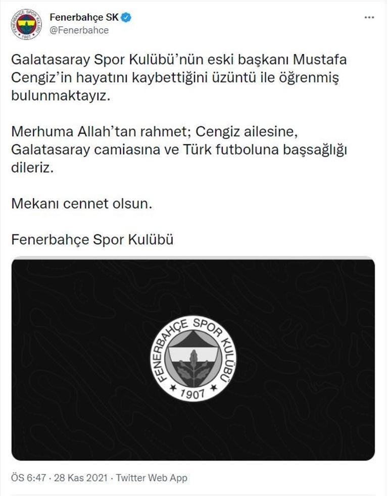 Son Dakika: Galatasaray Eski Başkanı Mustafa Cengiz hayatını kaybetti