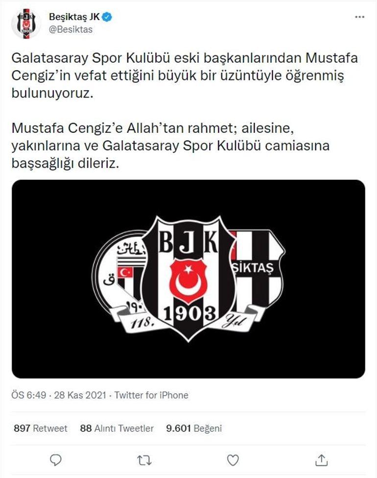 Son Dakika: Galatasaray Eski Başkanı Mustafa Cengiz hayatını kaybetti