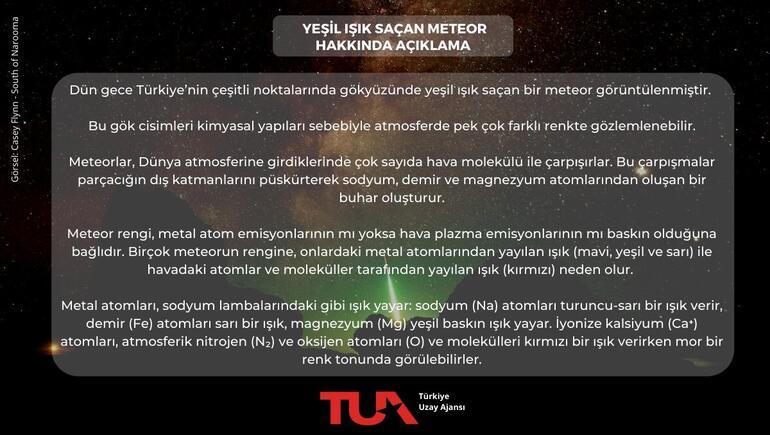 Türkiye Uzay Ajansından açıklama geldi İstanbulda meteor heyecanı
