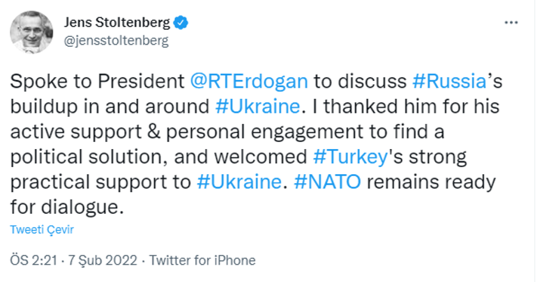 Son dakika NATO Genel Sekreteri Stoltenbergten Cumhurbaşkanı Erdoğana teşekkür