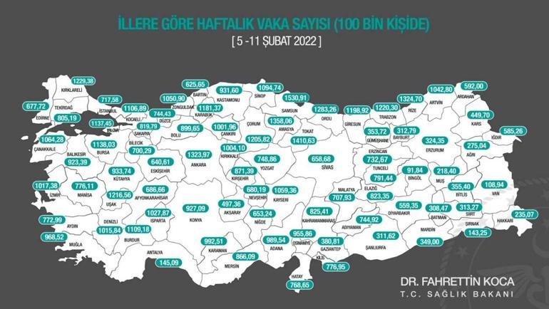 Son dakika: Bakan Koca paylaştı İşte illere göre koronavirüs vaka haritası